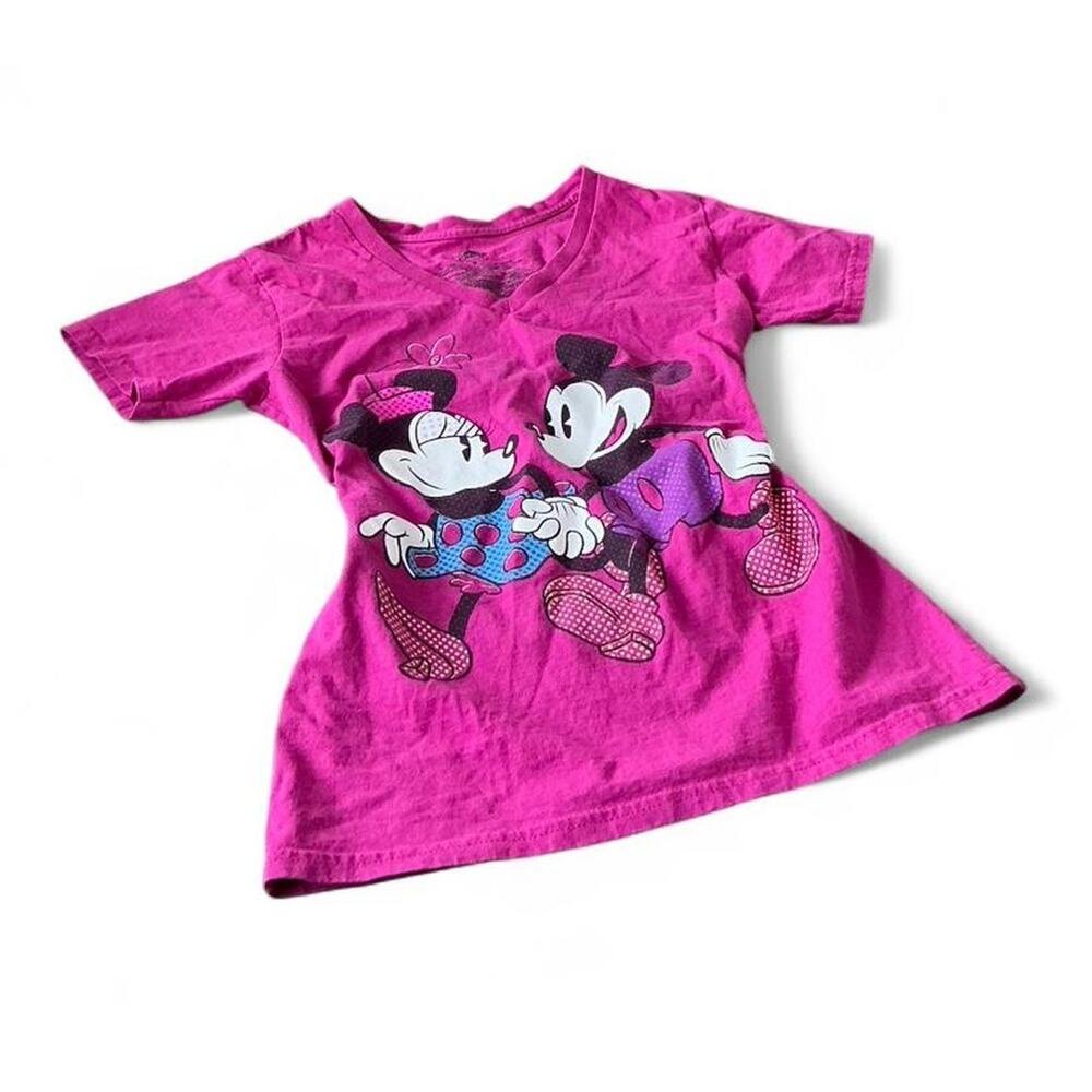Vintage Disney Mickey & Minnie Hot Pink Graphic Tee – Size M